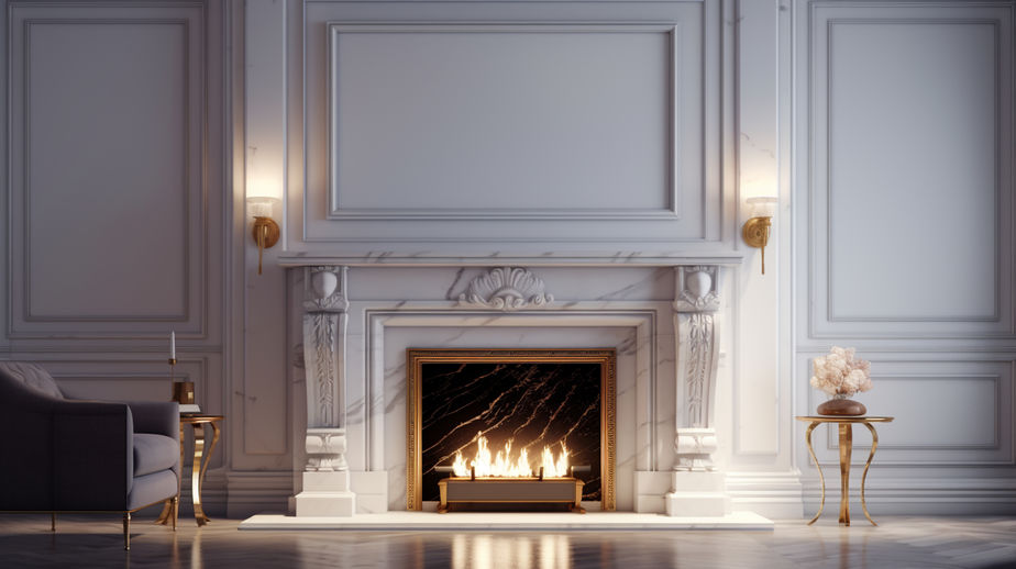 fireplace in luxury home interior design. generative ai