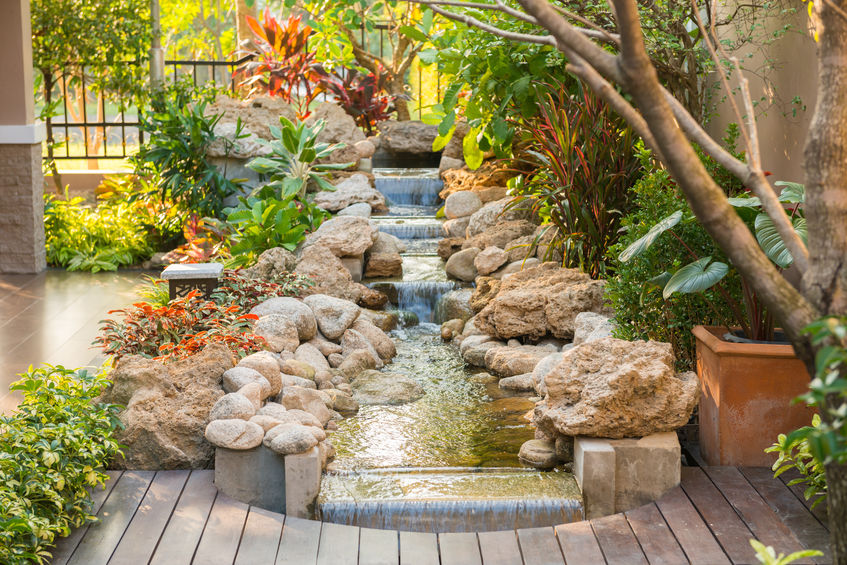 backyard fountain waterfall 