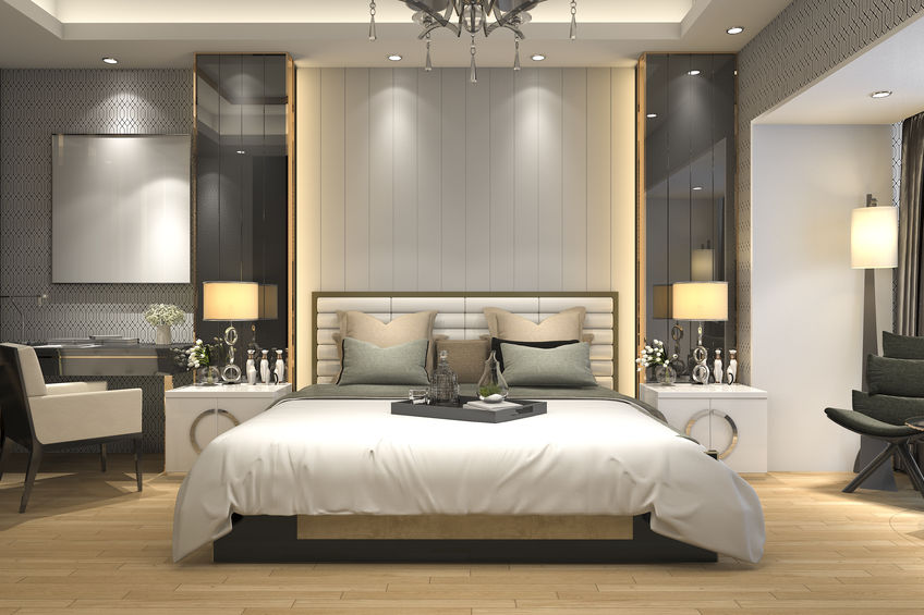 3d rendering luxury modern bedroom suite